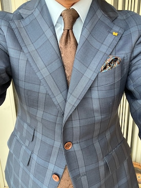 「DRESSTERIOR（ドレステリア）のアイテム（ビジネスシャツ、ブルー系）」を使った、michi-michiさん（メンズ・165cm）の春コーディネート