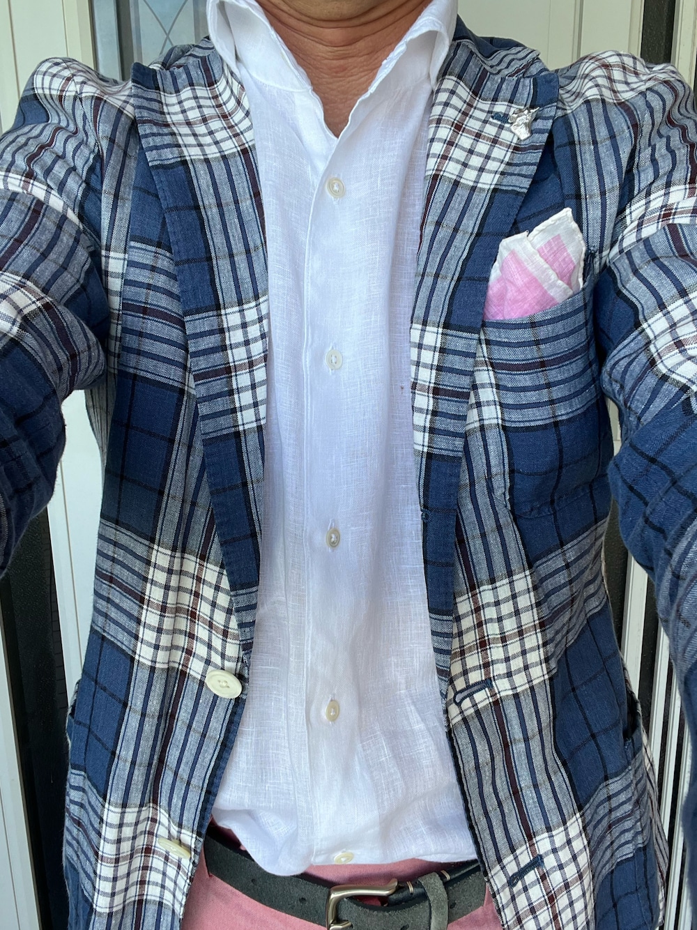 「TEIJIN MEN’S SHOPのアイテム（シャツ/ブラウス、ホワイト系）」を使った、michi-michiさん（メンズ・165cm）の夏コーディネートの1枚目の写真