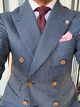 「アイテム（ポケットチーフ）」を使った、michi-michiさん（メンズ・165cm）の秋コーディネート