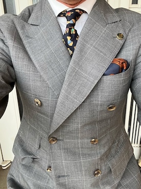 「アイテム（ポケットチーフ）」を使った、michi-michiさん（メンズ・165cm）の春コーディネート