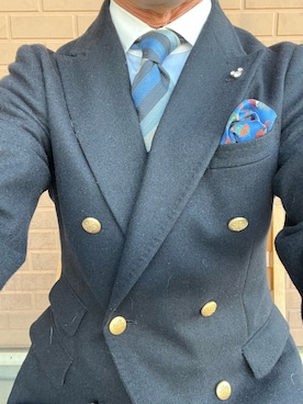 「アイテム（ポケットチーフ）」を使った、michi-michiさん（メンズ・165cm）の冬コーディネート