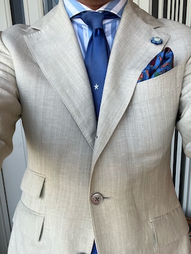 「アイテム（スーツジャケット）」を使った、michi-michiさん（メンズ・165cm）の春コーディネート