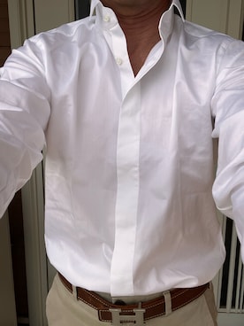 「MAKER'S SHIRT KAMAKURA（メーカーズシャツカマクラ）のアイテム（シャツ/ブラウス、ホワイト系）」を使った、michi-michiさん（メンズ・165cm）の秋コーディネート