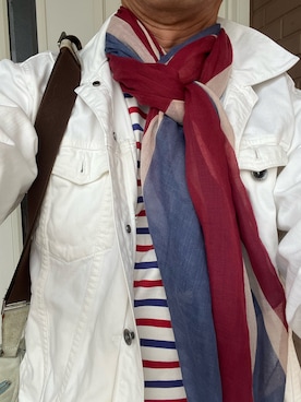 「ikka（イッカ）のアイテム（ストール/ショール）」を使った、michi-michiさん（メンズ・165cm・60代）の秋コーディネート