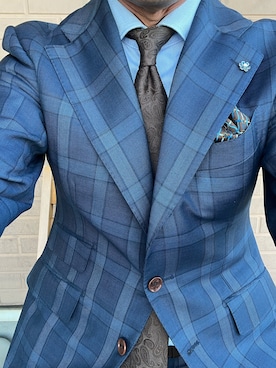 「アイテム（ポケットチーフ）」を使った、michi-michiさん（メンズ・165cm）の秋コーディネート