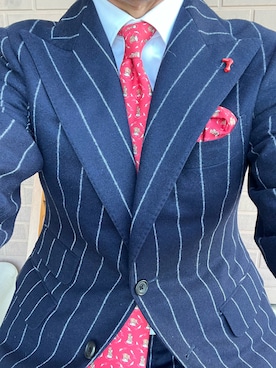 「アイテム（ポケットチーフ）」を使った、michi-michiさん（メンズ・165cm）の秋コーディネート