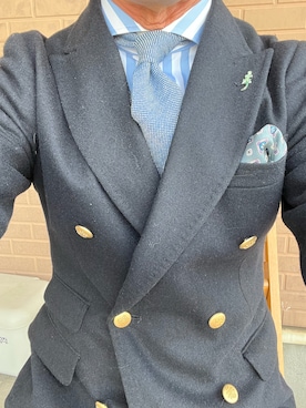 「アイテム（ポケットチーフ）」を使った、michi-michiさん（メンズ・165cm）の秋コーディネート