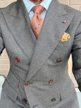 「アイテム（ポケットチーフ）」を使った、michi-michiさん（メンズ・165cm）の秋コーディネート