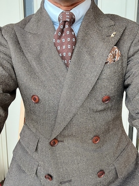 「アイテム（ポケットチーフ）」を使った、michi-michiさん（メンズ・165cm）の冬コーディネート