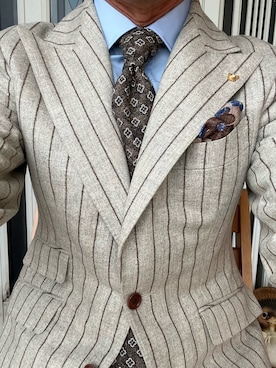 「アイテム（ポケットチーフ）」を使った、michi-michiさん（メンズ・165cm）の秋コーディネート