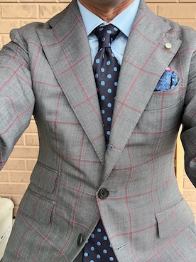 「アイテム（ポケットチーフ）」を使った、michi-michiさん（メンズ・165cm）の秋コーディネート