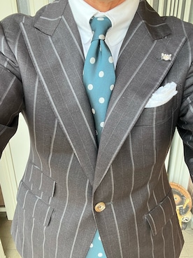 「ITAL STYLE のアイテム（ビジネスシャツ、ホワイト系）」を使った、michi-michiさん（メンズ・165cm）の春コーディネート