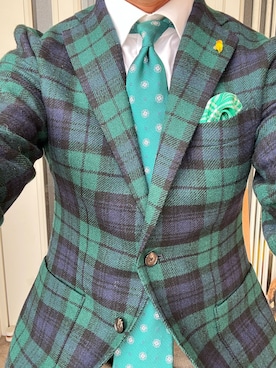 「アイテム（ポケットチーフ）」を使った、michi-michiさん（メンズ・165cm）の秋コーディネート