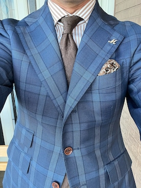 「アイテム（ポケットチーフ）」を使った、michi-michiさん（メンズ・165cm）の秋コーディネート