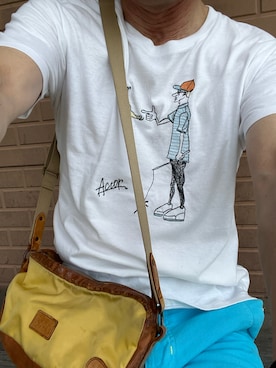 「LEFT ALONEのアイテム（Tシャツ/カットソー）」を使った、michi-michiさん（メンズ・165cm・60代）の夏コーディネート