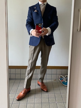 「アイテム（スラックス）」を使った、michi-michiさん（メンズ・165cm・60代）の秋コーディネート