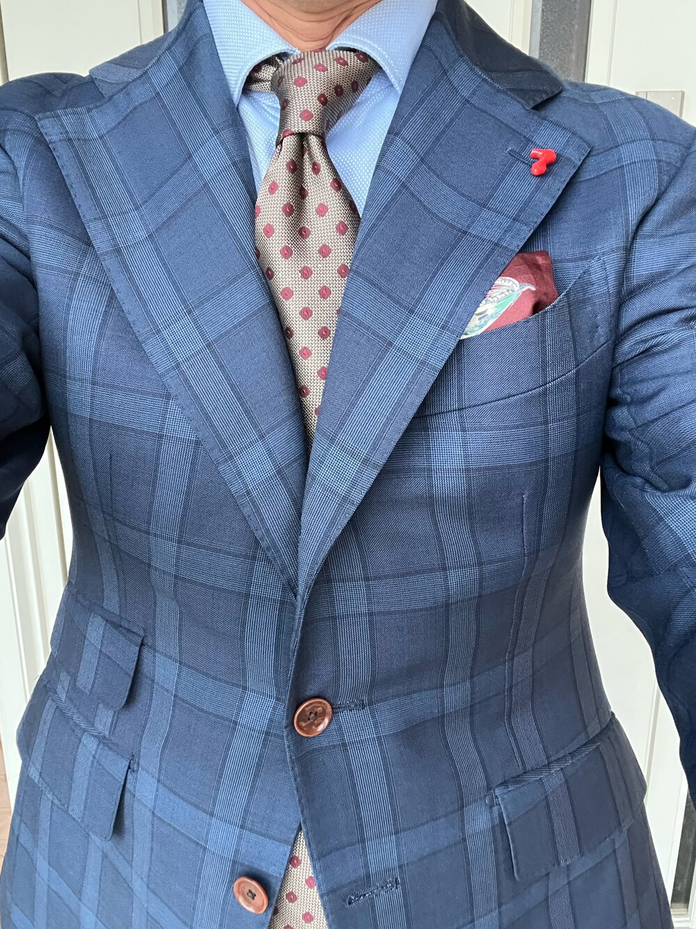「RALPH LAURENのアイテム（ポケットチーフ、ブラウン系）」を使った、michi-michiさん（メンズ・165cm）の秋コーディネートの1枚目の写真