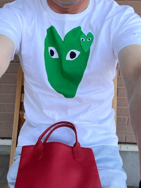 「COMME des GARCONS（コムデギャルソン）のアイテム（Tシャツ/カットソー、ホワイト系）」を使った、michi-michiさん（メンズ・165cm）の夏コーディネート