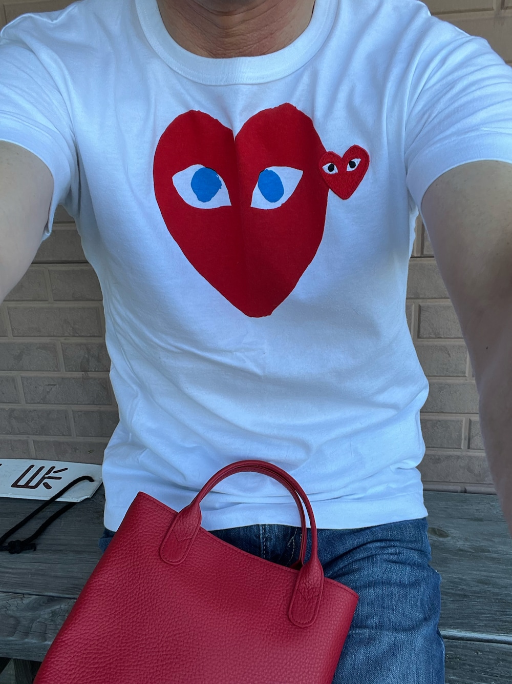 「COMME des GARCONSのアイテム（Tシャツ/カットソー、ホワイト系）」を使った、michi-michiさん（メンズ・165cm）の夏コーディネートの1枚目の写真