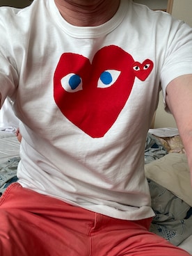 「COMME des GARCONS（コムデギャルソン）のアイテム（Tシャツ/カットソー、ホワイト系）」を使った、michi-michiさん（メンズ・165cm）の春コーディネート