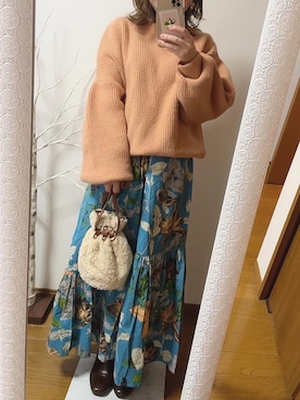 「ボリュームニット」｜「アイテム（ブーツ）」を使った、k♡さん（レディース・144cm）の秋コーディネート