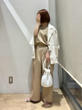 「アイテム（ノーカラージャケット）」を使った、ふじあゆ٩( ᐖ )۶さん（レディース・149cm）の夏コーディネート