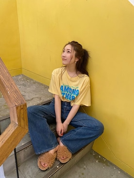 「カラーTシャツ」｜長谷千沙さん（レディース・159cm）の夏コーディネート