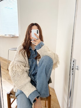 「アイテム（カーディガン/ボレロ）」を使った、長谷千沙さん（レディース・159cm・30代）の秋コーディネート