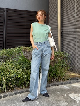 「Ungrid（アングリッド）のアイテム（パンツ）」を使った、長谷千沙さん（レディース・159cm）の夏コーディネート