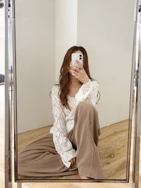 「Ungrid（アングリッド）の2Way透かし編みルーズニット（ニット/セーター）」を使った、長谷千沙さん（レディース・159cm・30代）の夏コーディネート