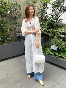 「シアーワンピース」｜「アイテム（その他シューズ）」を使った、長谷千沙さん（レディース・159cm）の春コーディネート
