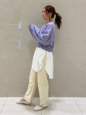 「Ungrid（アングリッド）のアイテム（ピアス（両耳用））」を使った、長谷千沙さん（レディース・159cm）の春コーディネート