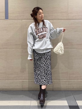 「Ungrid（アングリッド）のスクエアトゥサイドゴアブーツ（ブーツ）」を使った、長谷千沙さん（レディース・159cm）の冬コーディネート