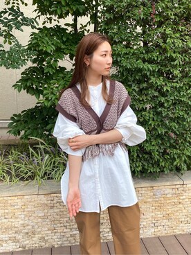 「Ungrid（アングリッド）のフェイクレザーデザインパンツ（その他パンツ）」を使った、長谷千沙さん（レディース・159cm）の秋コーディネート