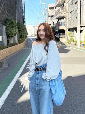 「アイテム（スウェット）」を使った、長谷千沙さん（レディース・159cm・30代）の秋コーディネート