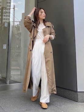 「アイテム（その他アウター、ブラウン系）」を使った、長谷千沙さん（レディース・159cm）の春コーディネート