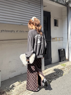 「アイテム（スウェット）」を使った、長谷千沙さん（レディース・159cm・30代）の夏コーディネート