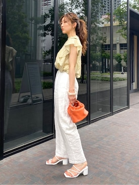 「Ungrid（アングリッド）のアイテム（ブレスレット）」を使った、長谷千沙さん（レディース・159cm）の春コーディネート