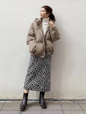 「Ungrid（アングリッド）のショートボリュームダウン（ダウンジャケット/コート）」を使った、長谷千沙さん（レディース・159cm）の秋コーディネート