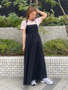 「アイテム（ワンピース）」を使った、長谷千沙さん（レディース・159cm・30代）の春コーディネート
