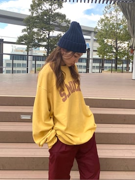 「Ungrid（アングリッド）の【WEB限定】ナイロンカラーテーパードパンツ（その他パンツ）」を使った、長谷千沙さん（レディース・159cm）の夏コーディネート