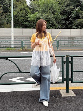 「Ungrid（アングリッド）のアイテム」を使った、長谷千沙さん（レディース・159cm）の夏コーディネート