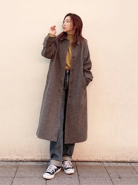 「Ungrid（アングリッド）のウォッシャブルタートルニット（ニット/セーター）」を使った、長谷千沙さん（レディース・159cm）の秋コーディネート