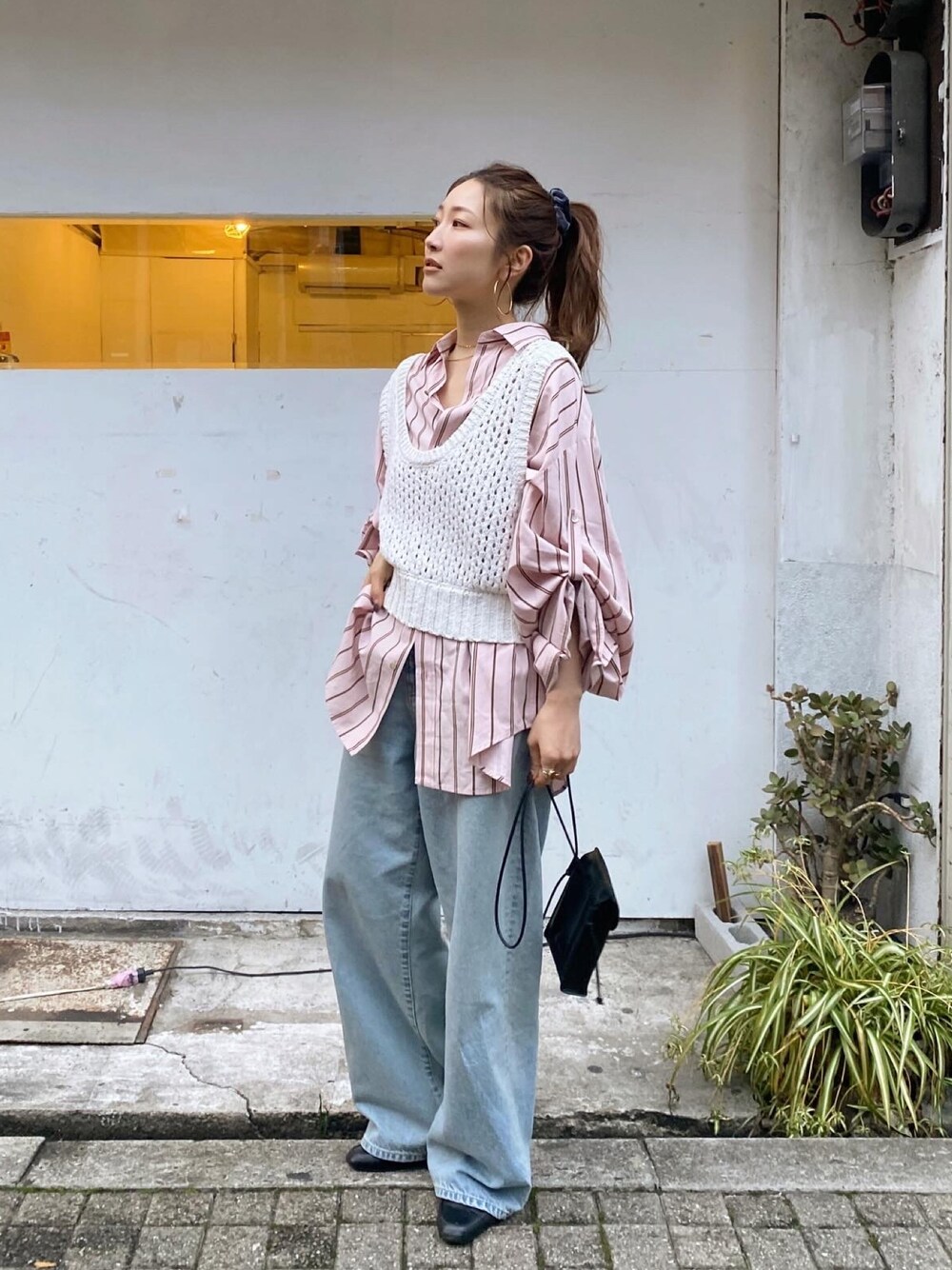 UNGRID♡ストライプベスト Ungridのベストを使った「ストライプシャツ」の人気ファッション
