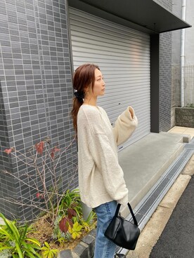 「白ニット」｜長谷千沙さん（レディース・159cm・30代）の冬コーディネート