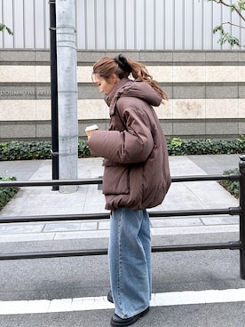 「Ungrid（アングリッド）のアイテム（ダウンジャケット/コート）」を使った、長谷千沙さん（レディース・159cm）の冬コーディネート