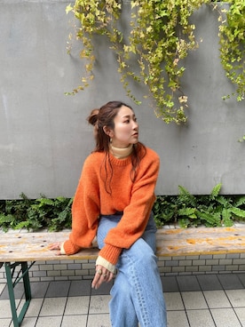 「アイテム（デニムパンツ）」を使った、長谷千沙さん（レディース・159cm・30代）の秋コーディネート