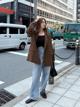 「アイテム（テーラードジャケット）」を使った、長谷千沙さん（レディース・159cm）の秋コーディネート