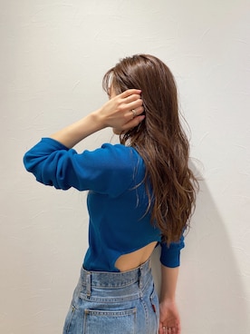 「タイトシルエット」｜「アイテム（パンツ）」を使った、長谷千沙さん（レディース・159cm）の春コーディネート