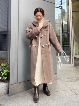 「Ungrid（アングリッド）のスクエアトゥサイドゴアブーツ（ブーツ）」を使った、長谷千沙さん（レディース・159cm）の秋コーディネート